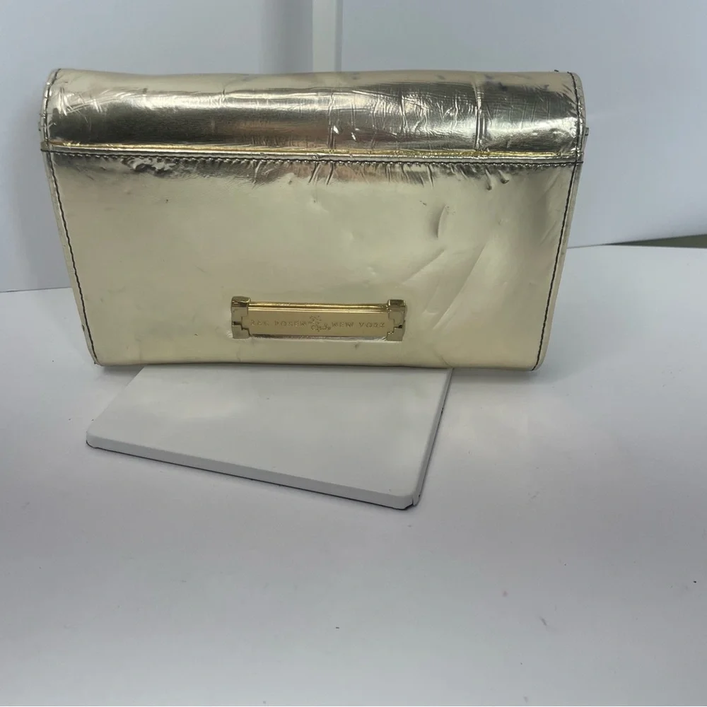 Zac Posen New York Shirley bow mini Gold Leather Crossbody or Clutch bag - Picture 5 of 16